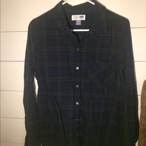 Blue and green classic button down